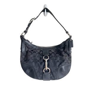 Coach Hamptons Crescent Shoulder Bag Signature C Black Handbag Purse Vintage